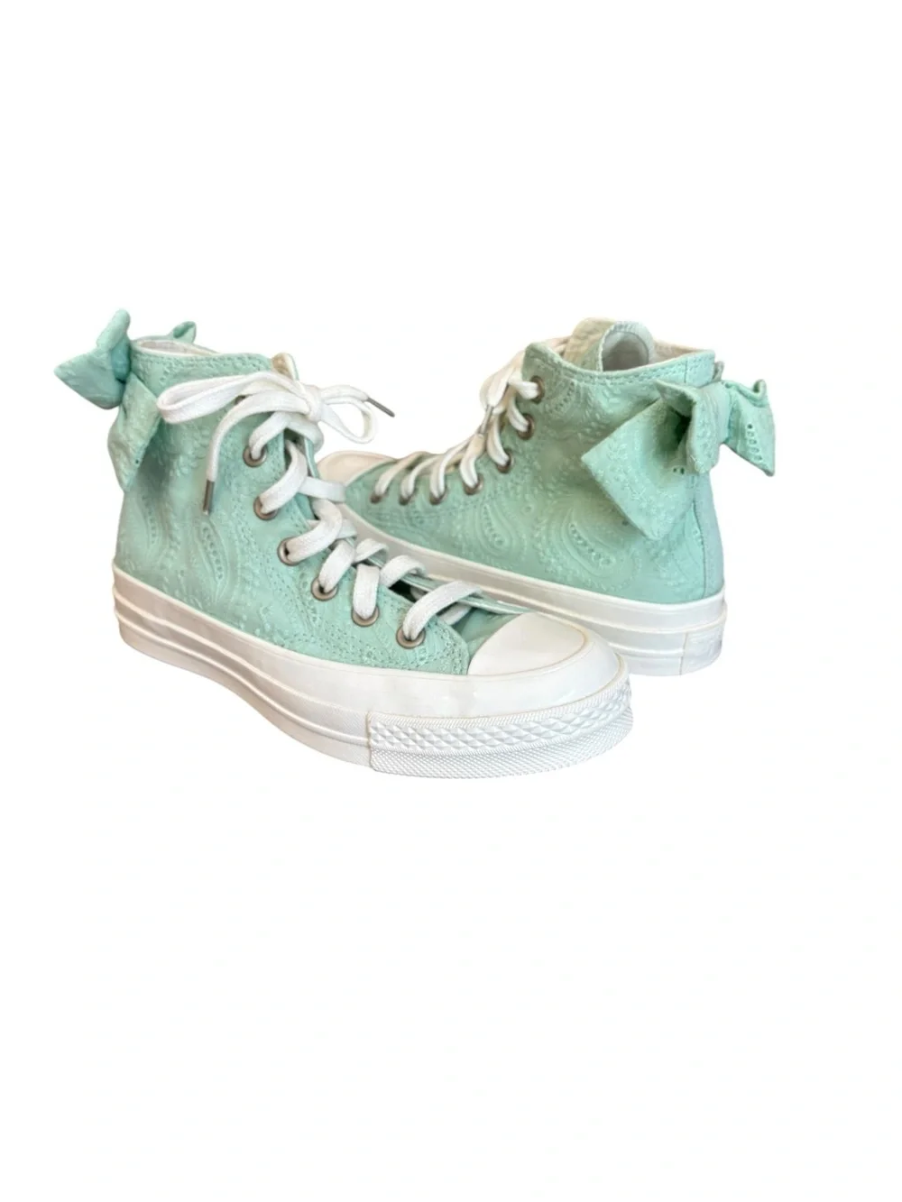 Converse Chuck 70 Bow Green Sticky Aloe Embroidered Floral Women Size 7 NWOB